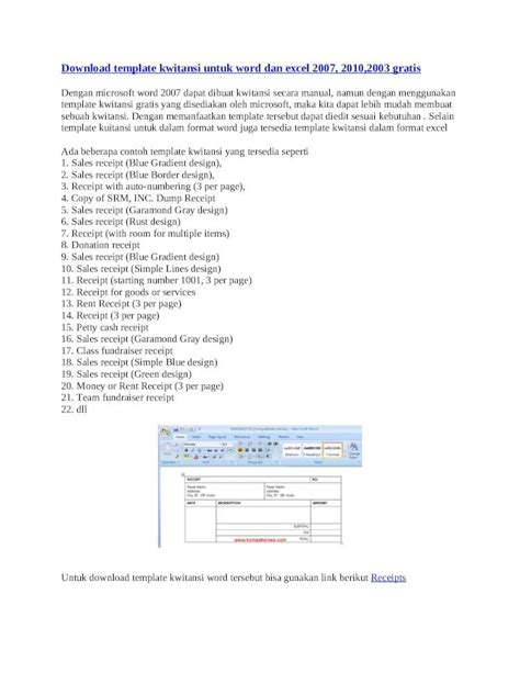 (DOCX) Download Template Kwitansi Untuk Word Dan Excel 2007 - DOKUMEN.TIPS