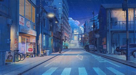 Anime Landscape: City lights (Anime Background)