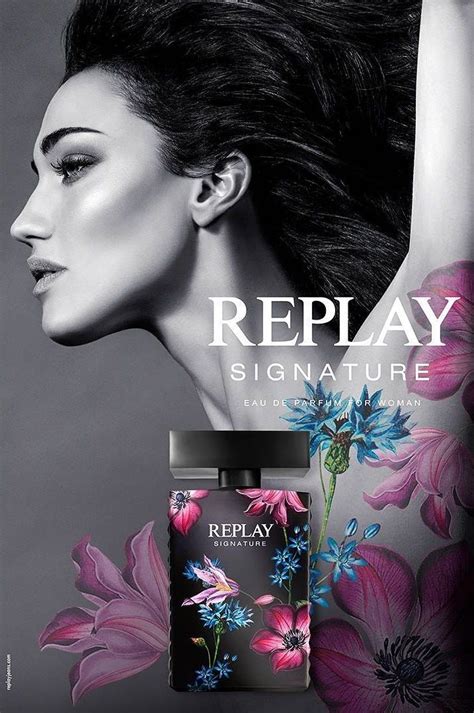 Replay Signature Perfume Ad with Floral Body Art