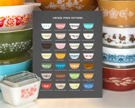 Vintage Pyrex Patterns Chart - Etsy