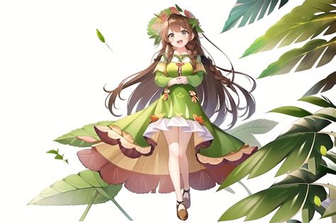 Premium AI Image | Anime girl in a green dress