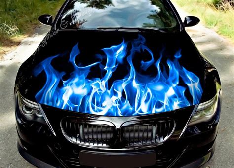 Blue Flame Fire Car Hood Wrap, Car Hood Decal, Car Hood Sticker, Hood ...