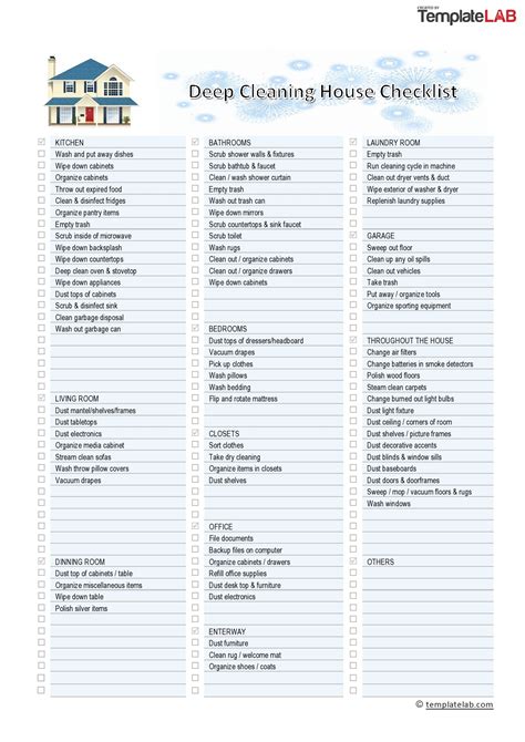 Free Printable Professional House Cleaning Checklist - Printable Form ...