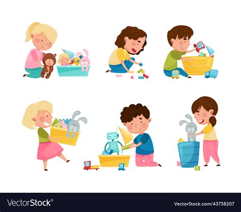 Children Cleaning Up Toys