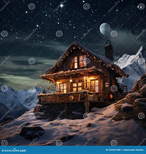 A House on a Snowy Mountain Stock Photo - Image of home, village: 299591586