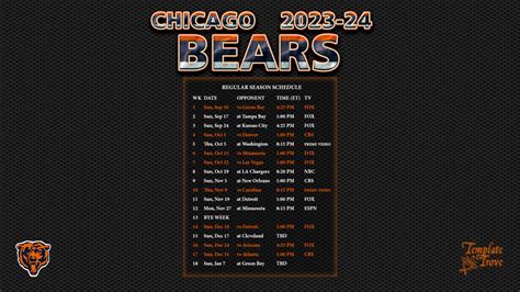 2023-2024 Chicago Bears Wallpaper Schedule