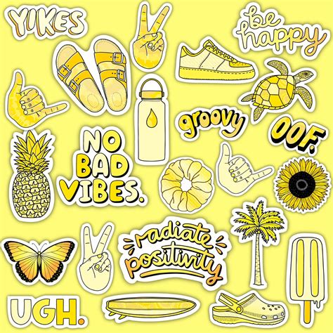 Yellow Aesthetic Sticker 23 Pack LARGE 3" x 3" – Big Moods