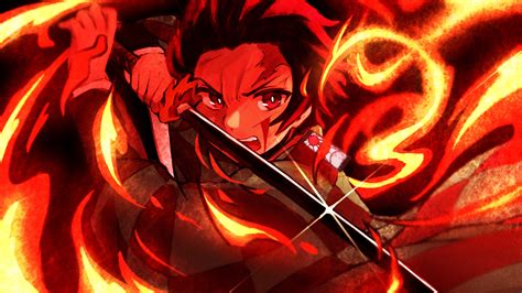 demon slayer tanjiro kamado with sharp sword on fire hd anime-HD ...