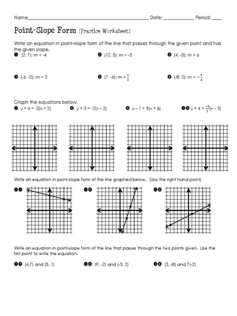 Point Slope Form Practice Worksheet | PDF | Mathematical Objects ...