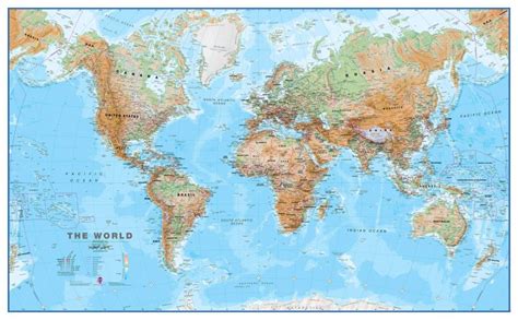 Large Physical World Wall Map (Paper)