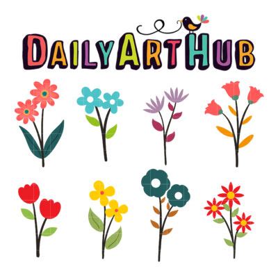 Cute Colorful Flowers Clip Art Set – Daily Art Hub // Graphics ...