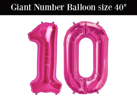 GIANT Number 10 Balloons Pink 10th Birthday JUMBO Balloons - Etsy