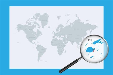 Mapa de fiji en el mapa político del mundo con lupa | Vector Premium