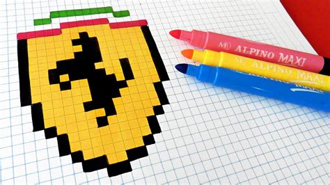 Handmade Pixel Art - How To Draw Ferrari Logo #pixelart