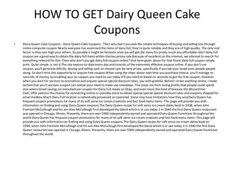 Dairy Queen Cake Coupons - Printable Dairy Queen Cake Coupons