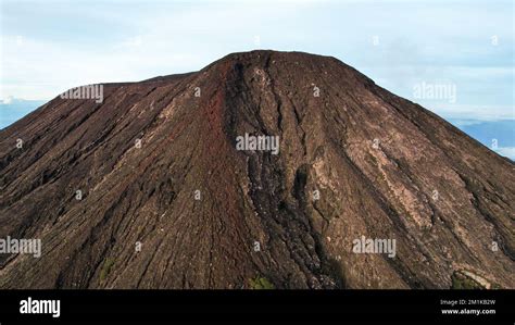 Aerial view of Mount Slamet or Gunung Slamet is an active stratovolcano ...