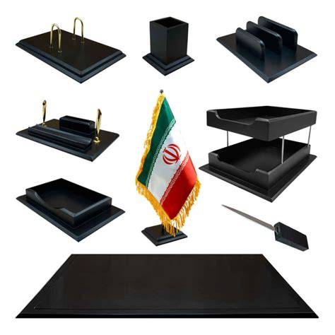 9-Piece Wooden Office Desk Organizer Accessories - ShopiPersia