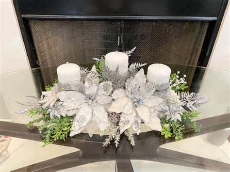 White Christmas Centerpiece, Christmas Centerpiece, White and Silver ...