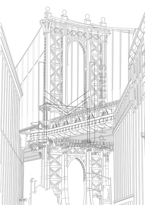 an architectural drawing of the brooklyn bridge