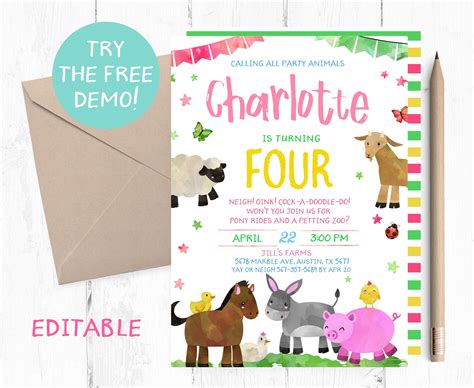 Petting Zoo Birthday Invitation Petting Zoo Invitations - Etsy Canada