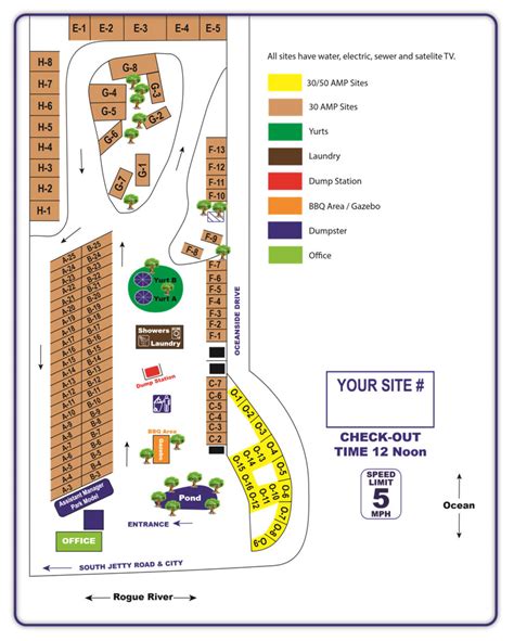 Map of RV Park - OCEANSIDE RV PARK