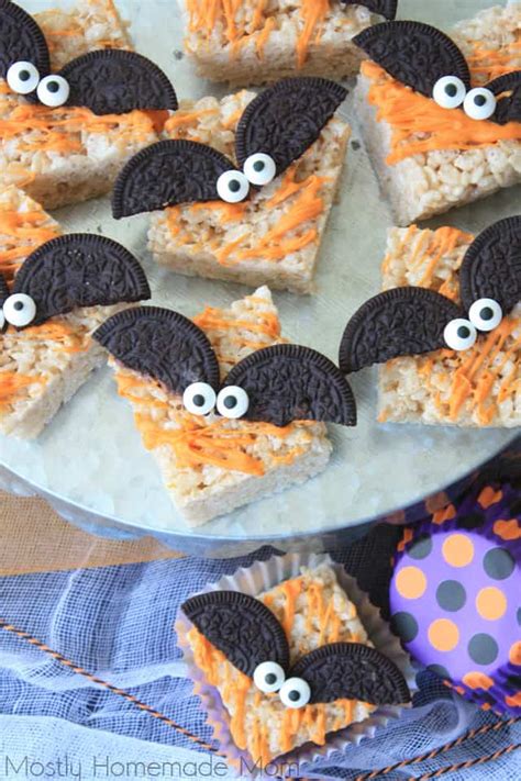 Spooky Bat Halloween Rice Krispie Treats - Mostly Homemade Mom