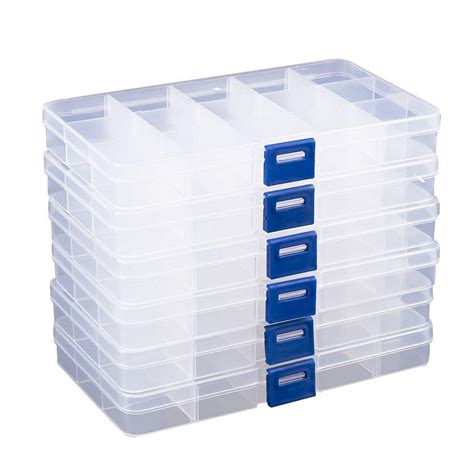 Clear Jewelry Box 6 Pack Plastic Bead Storage Container, Earrings ...