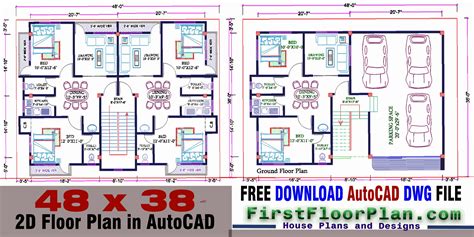 2d House Plans In Autocad Feet Dimensions 2d Floor Plan In Autocad With ...