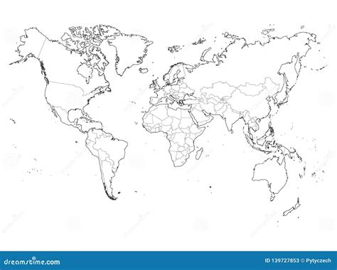 Blank Outline Map of World. Vector Illustration Stock Vector ...