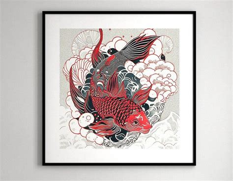 Koi Fish Wall Art Printable Japanese Art Fish Print - Etsy | Printable ...