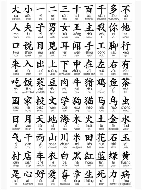 "100 most common Chinese characters" Metal Print by suranyami | Redbubble