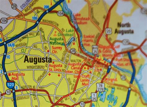 Map Image of Augusta Georgia Stock Photo - Image of cartography, state ...