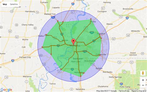 Driving Distance Radius Map