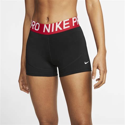 Nike Womens Pro 3 Inch Shorts - Black/Gym Red - Tennisnuts.com