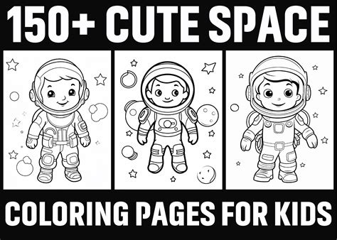 150+ Cute Space Coloring Pages for Kids Graphic by BOSS DESIGN ...