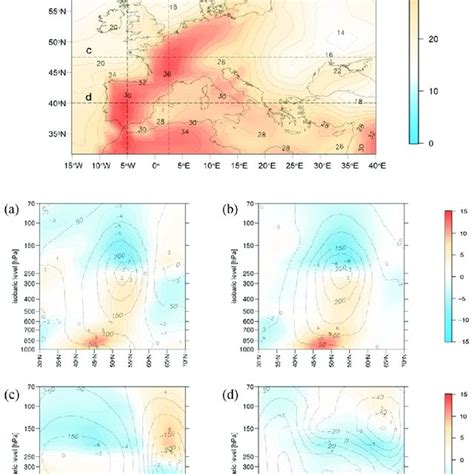 Map of air temperature at 2 m (°C) (upper map); air temperature ...