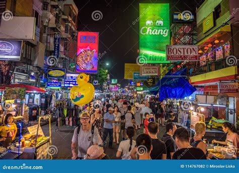 Nightlife On Koa San Road Of Bangkok, Thailand At Midnight Editorial ...