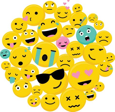 Circle of Emojis with Different Characters and Expressions-Vector Stock ...