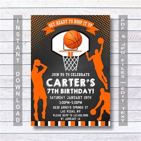 Basketball Invitations Basketball Birthday Invitation