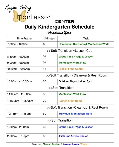 Montessori School Schedule -Preschool and Kindergarten - ROUGE VALLEY ...