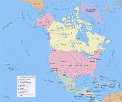 Large detailed political map of North America with capitals | North ...