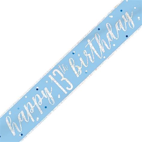 Happy 13th Birthday Banner Glitz Blue – Ideal Gifts And Parties