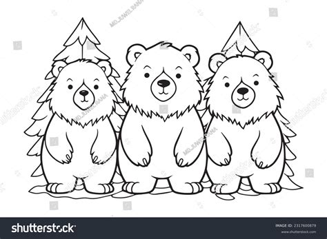 Cute Bear Coloring Pages Kids Coloring Stock Vector (Royalty Free ...