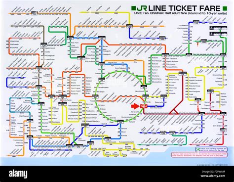 Train map of the Japan Railways lines around Tokyo, Japan Stock Photo ...