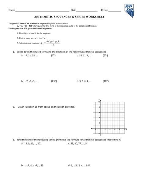 WORKSHEET: Arithmetic Sequence & Series Word Problems