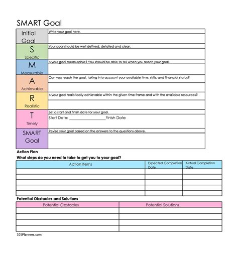 30 Best SMART Goals Worksheets (Excel, Word, PDF)