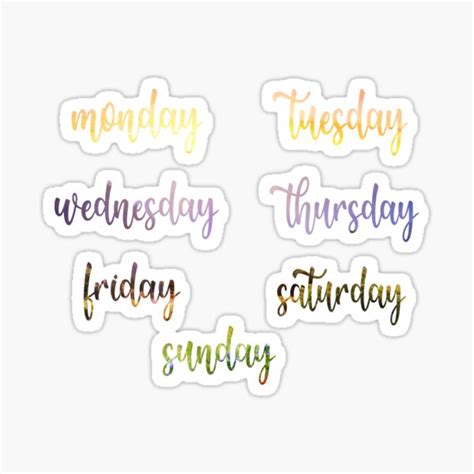 "Days Of the Week Design" Sticker for Sale by GamesandMovies | Redbubble