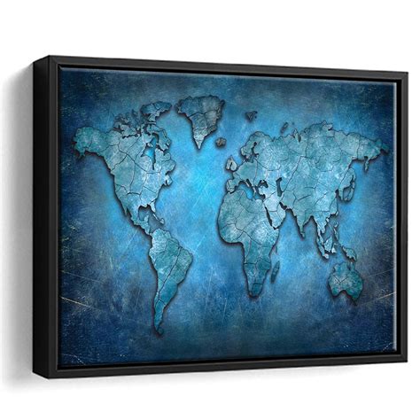 World Map Canvas Blue Abstract World Map Framed Canvas Prints Wall Art ...