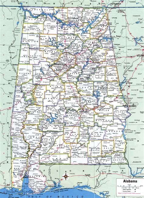 State Of Alabama Map With Counties