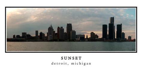 Detroit Michigan Sunset Aerial Skyline Panorama Photo Picture